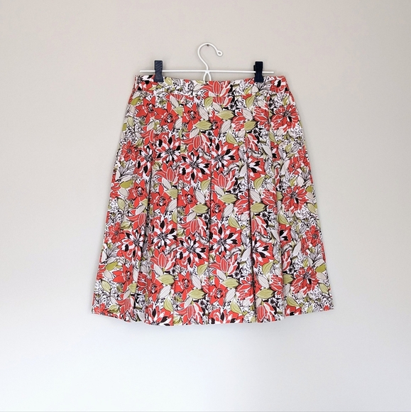 Tres You Floral Print 100% Cotton Pleated Skirt - Picture 2 of 8